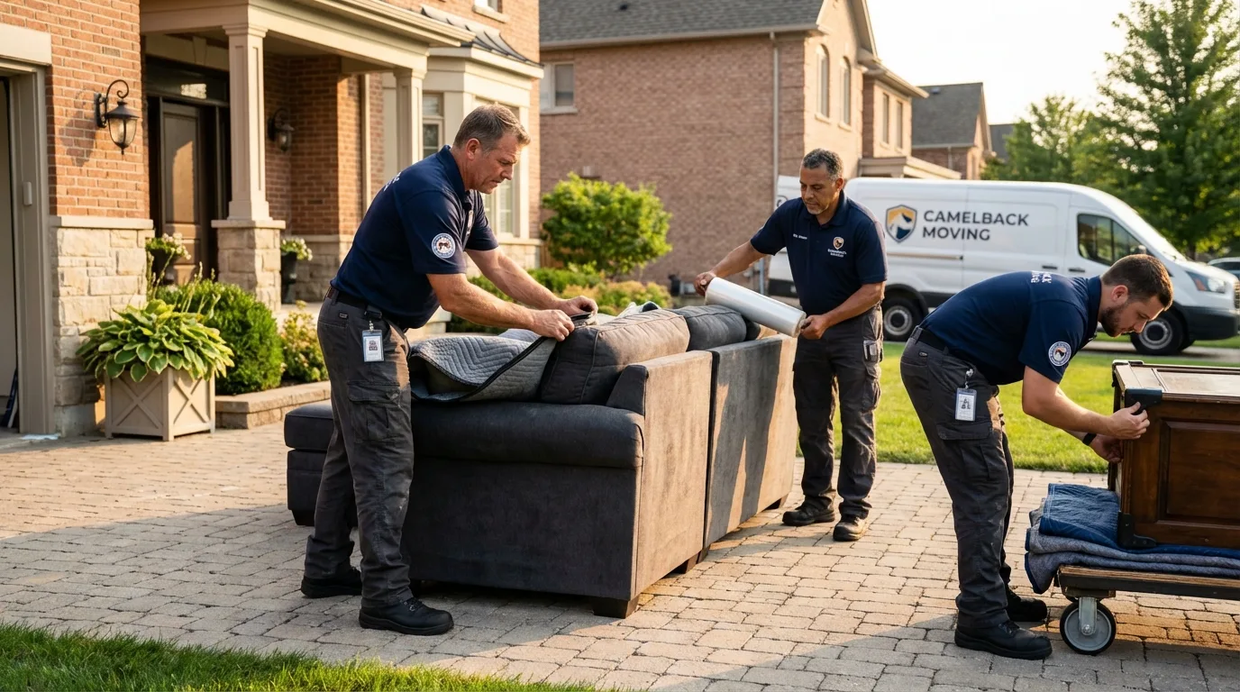 Large estate moving crew wrapping furniture in Maywood, CA
