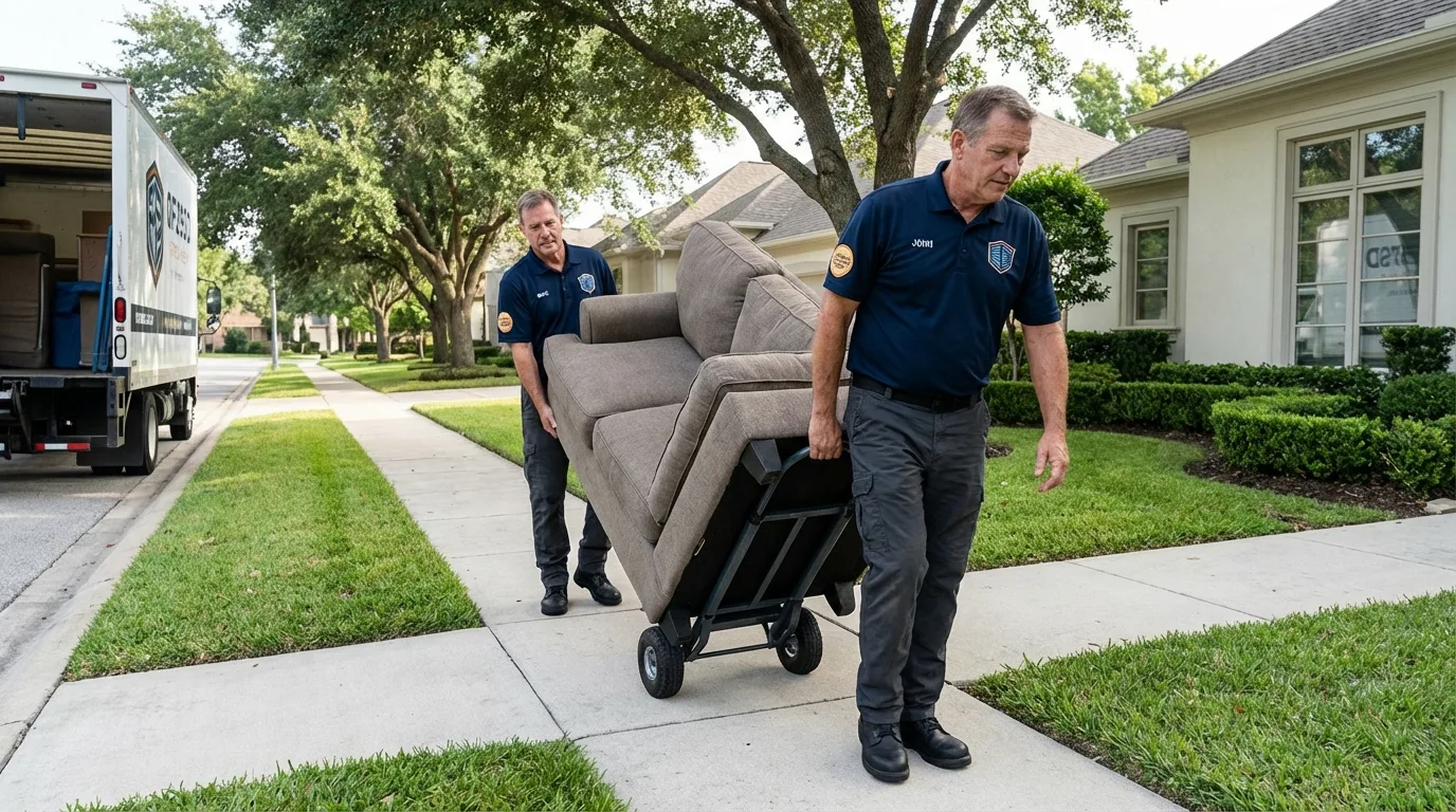 Local residential moving crew loading furniture in Maywood, CA